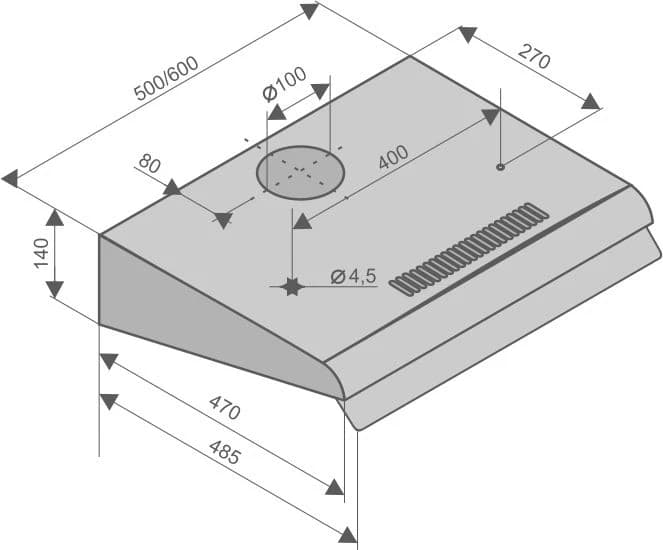 Вытяжка кухонная KONIGIN Нержавеющая сталь Verena Inox 50