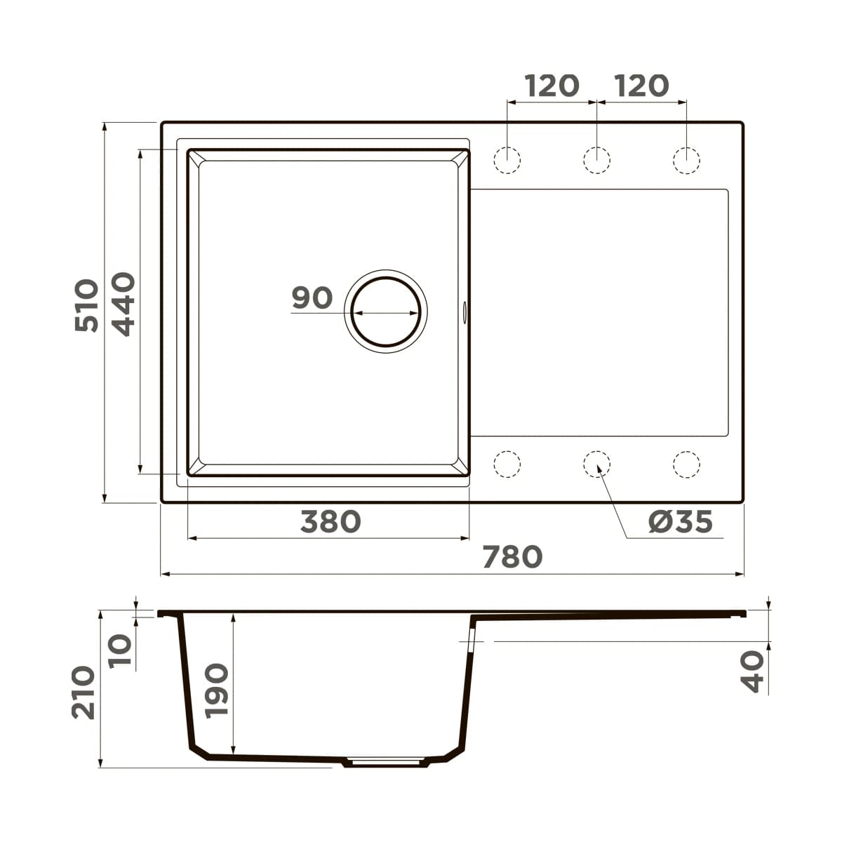 Мойка OMOIKIRI Черный Daisen 78-BL