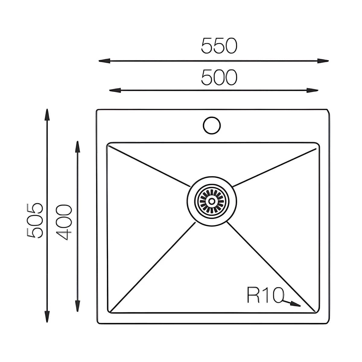 Мойка TOPZERO Нержавеющая сталь TNL 550.505 12K