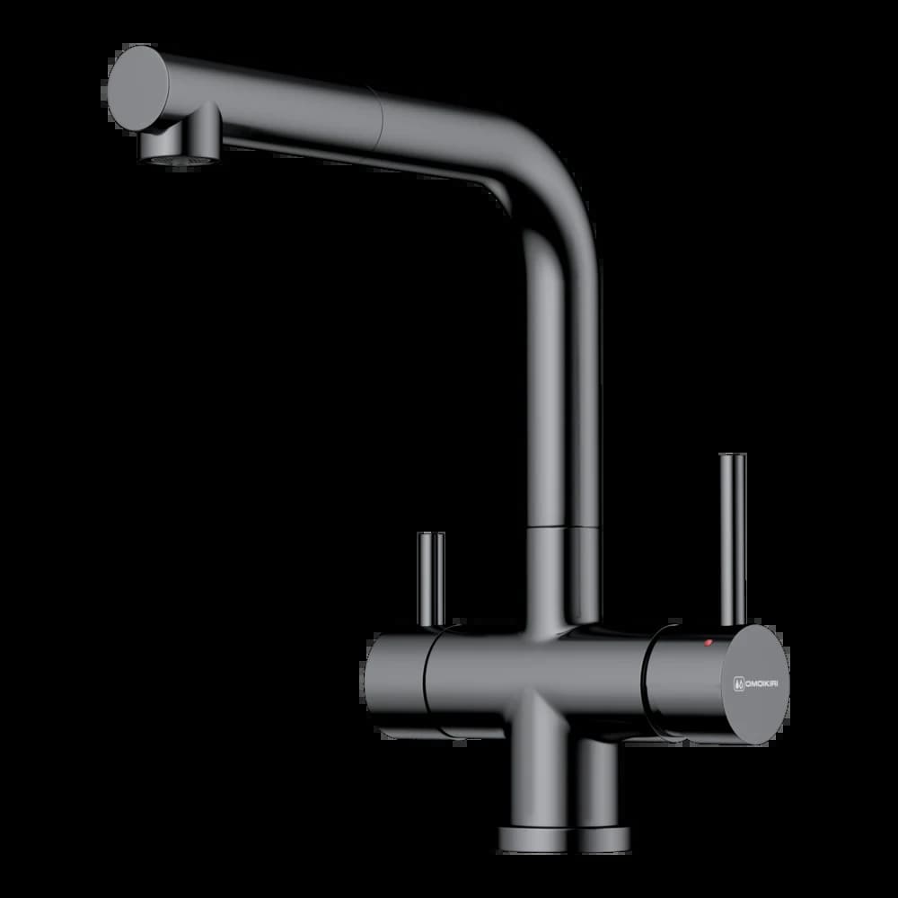 Смеситель с выдвижным изливом OMOIKIRI Вороненая сталь Takamatsu-S-GM