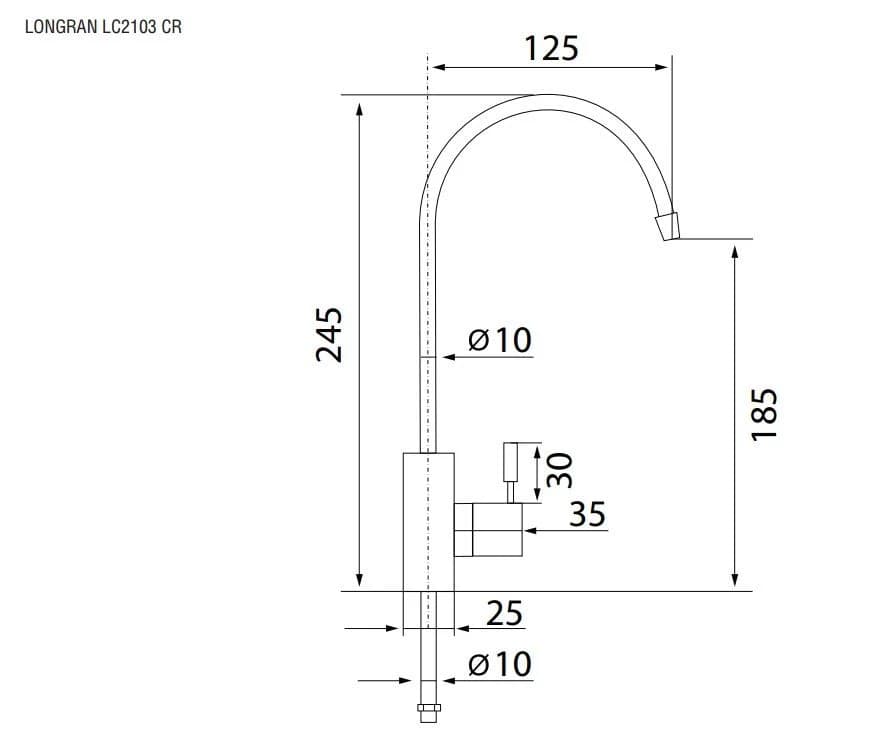 Кран для питьевой воды LONGRAN Черный Onyx