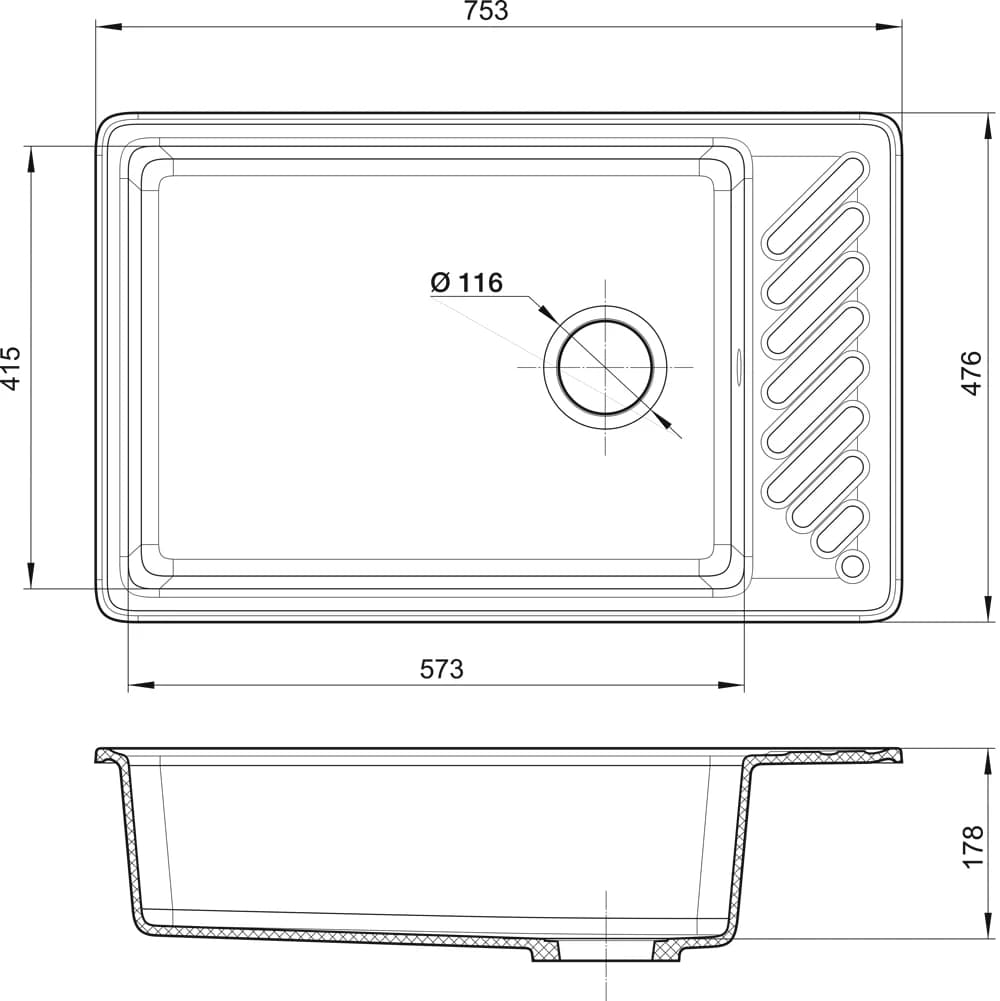 Мойка Granfest Quarz Бежевый ZL-51