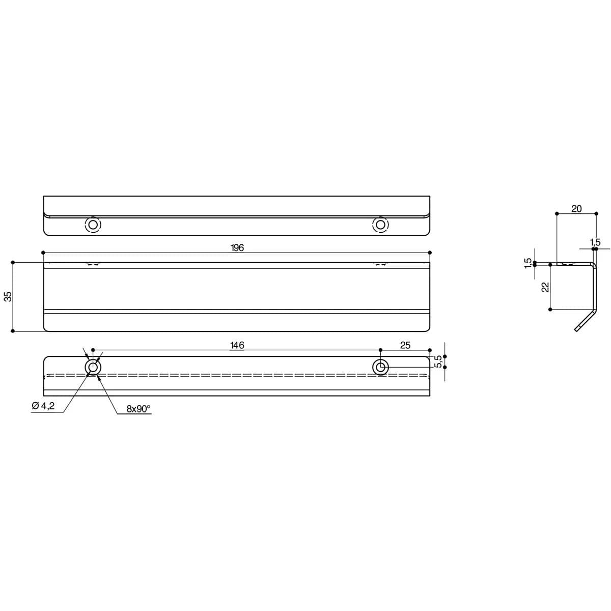 Ручка профиль MAKMART Черный матовый RT.01.196.9005