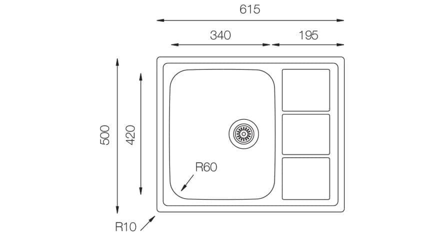 Мойка TOPZERO Нержавеющая сталь LTL615.500.GT8K