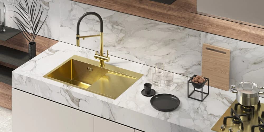 Мойка OMOIKIRI Светлое золото Akisame 78-LG-L