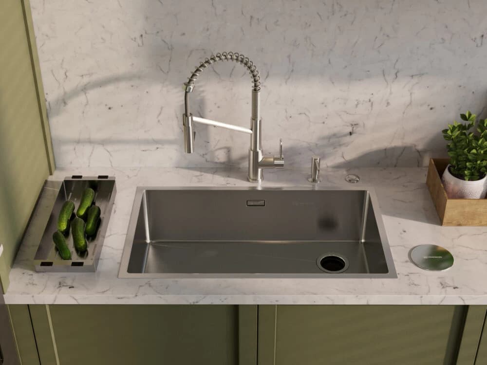 Смеситель OMOIKIRI Нержавеющая сталь Mikawa 2 Plus-SB-BN