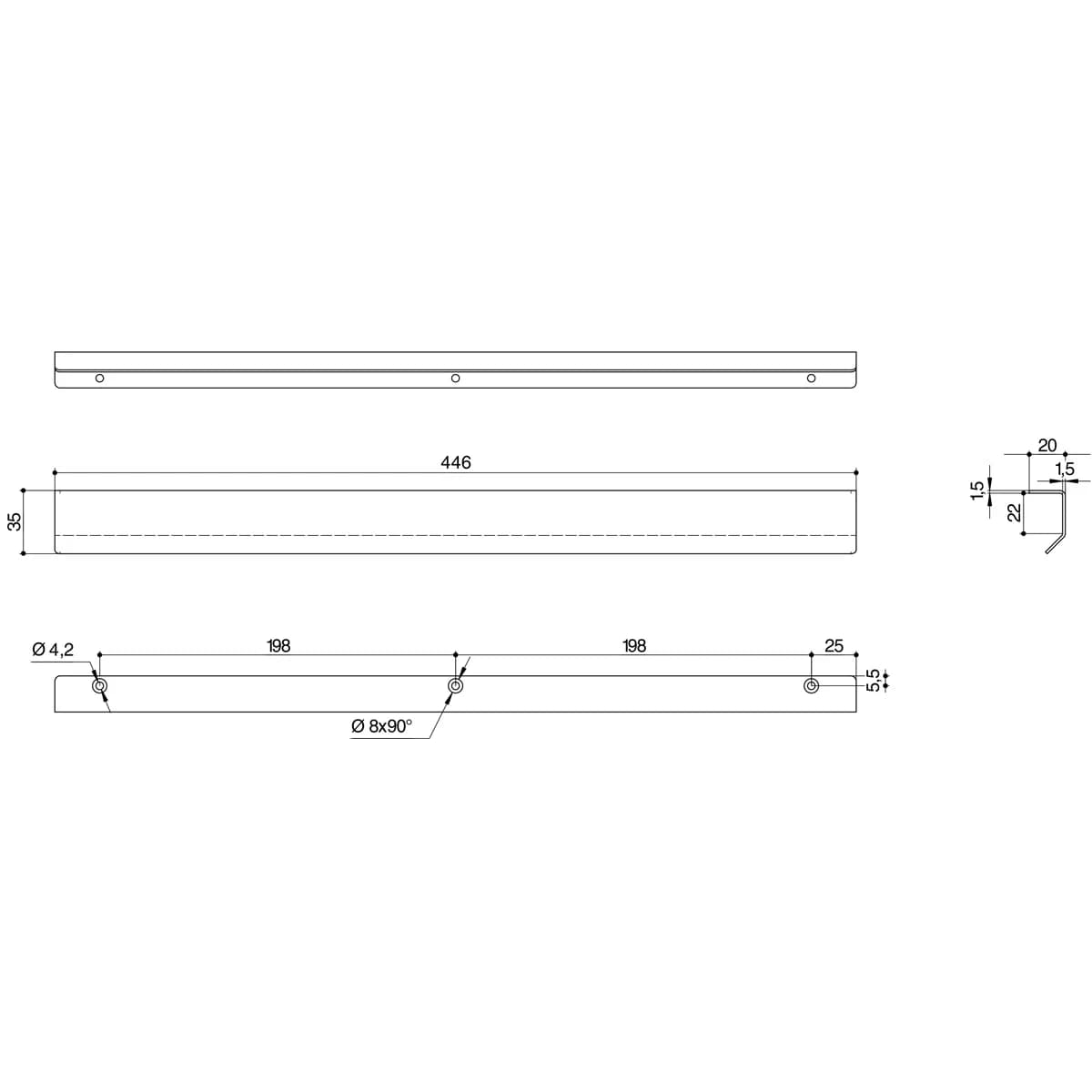 Ручка профиль MAKMART Черный матовый RT.01.446.9005