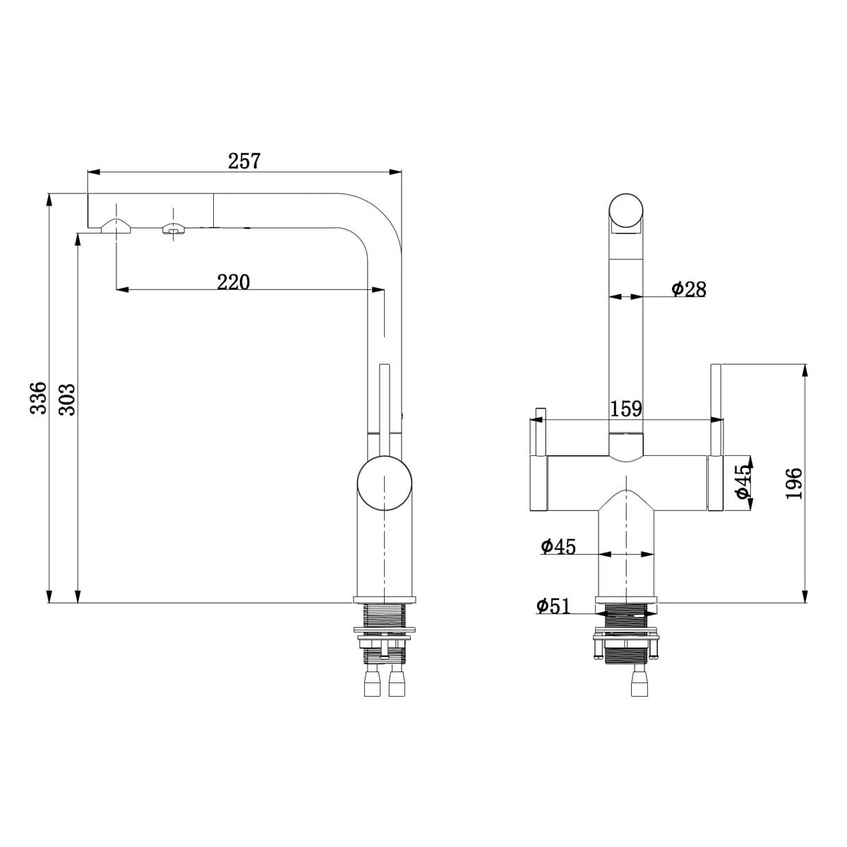 Смеситель с фильтром TOPZERO Нержавеющая сталь TPZ 308 INOX