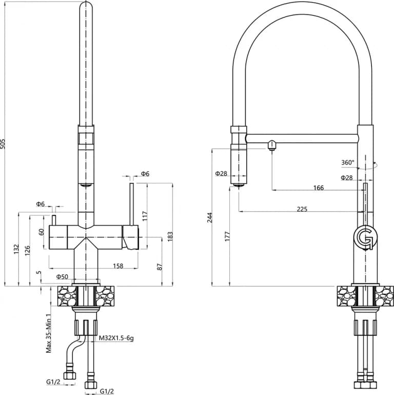 Смеситель RIVELATO Черный ADRIA