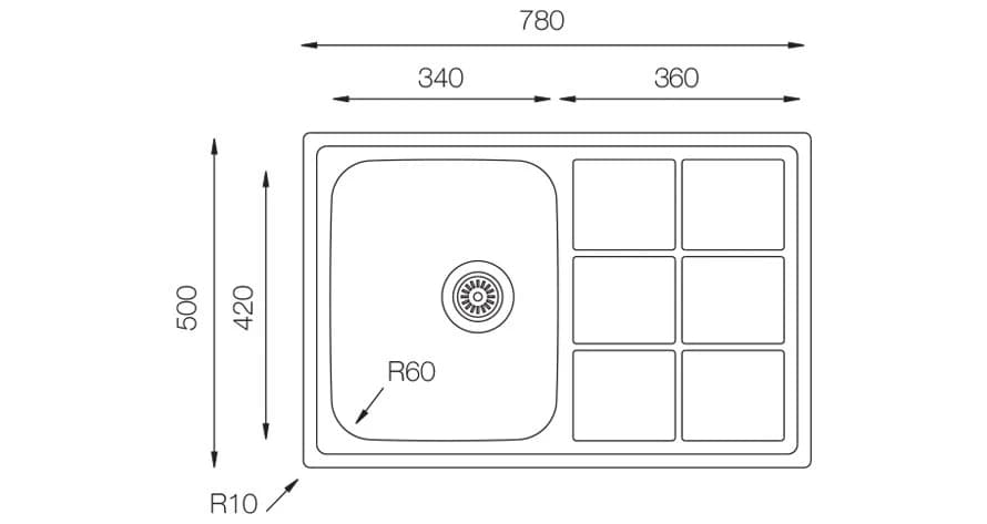 Мойка TOPZERO LTL780.500.GT8K