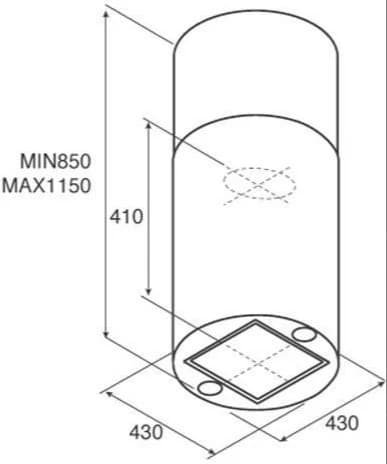 Вытяжка островная JET AIR Черный PIPE ISLAND BL/A/43 (УЦЕНКА)