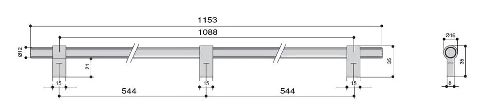 Ручка рейлинг MAKMART Золото шлифованное SY8990 1024 BB-BB