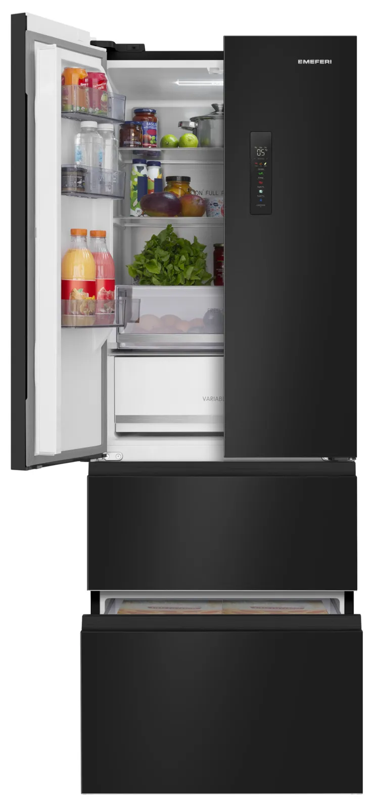 Холодильник отдельностоящий MEFERI Черный MFR70BK TOTAL NO FROST FRENCH DOOR ULTRA