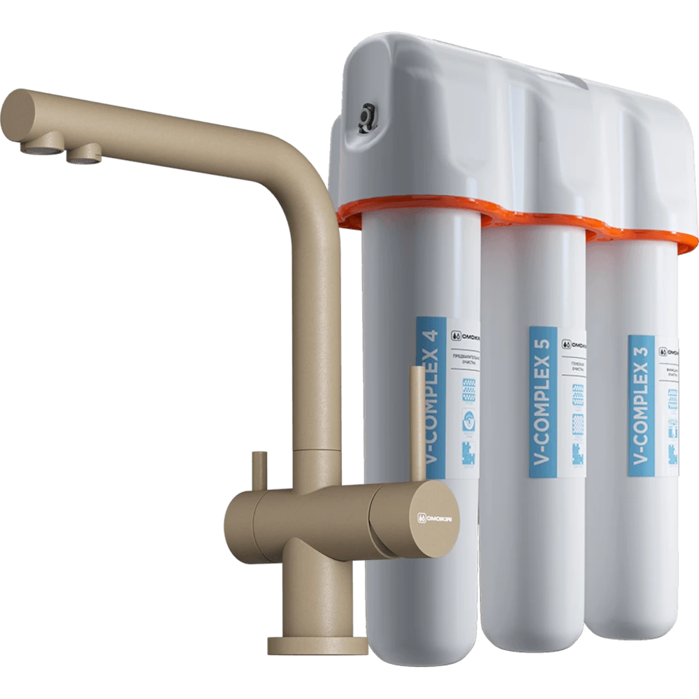 Комплект смеситель Nagano-P + Pure drop Lite OMOIKIRI Карамель