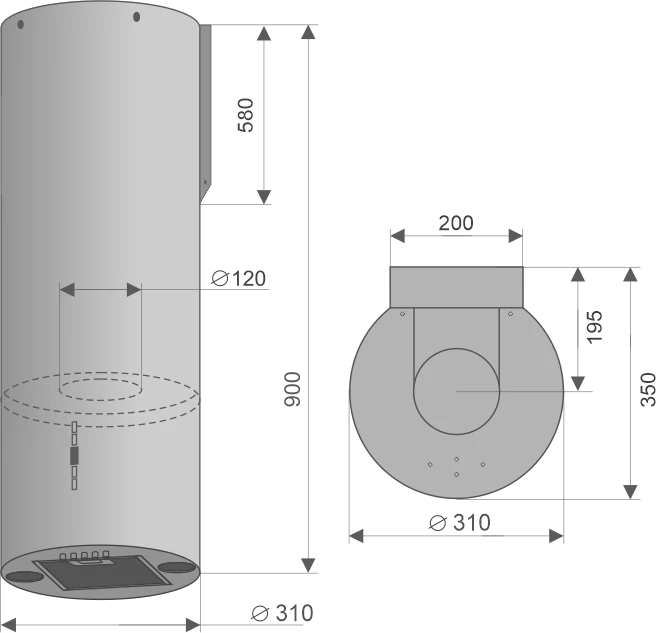 Вытяжка кухонная KONIGIN Нержавеющая сталь Ester Inox/Black Glass
