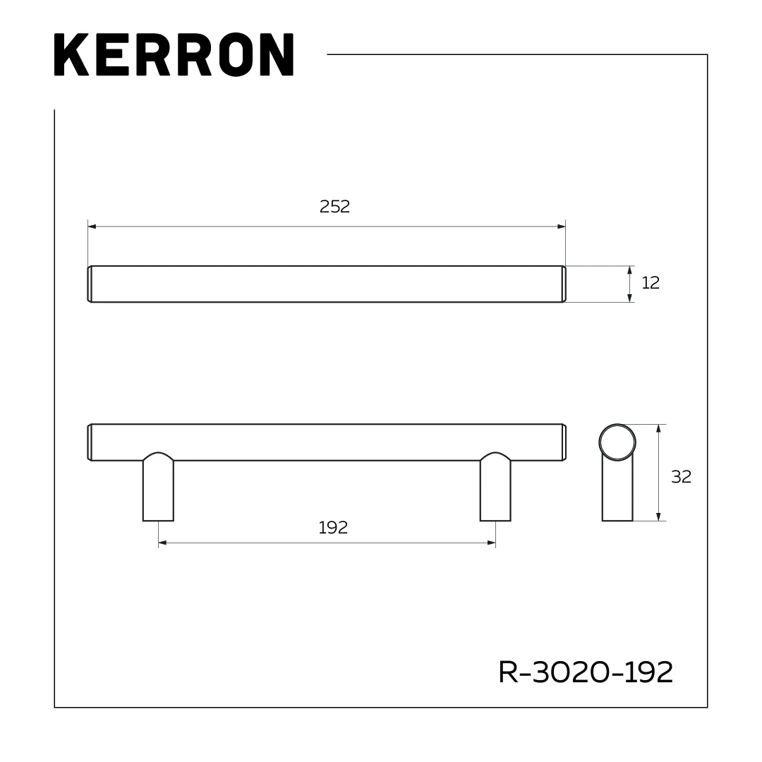 Ручка рейлинг KERRON Черный хром 224 мм R-3020-224 BN