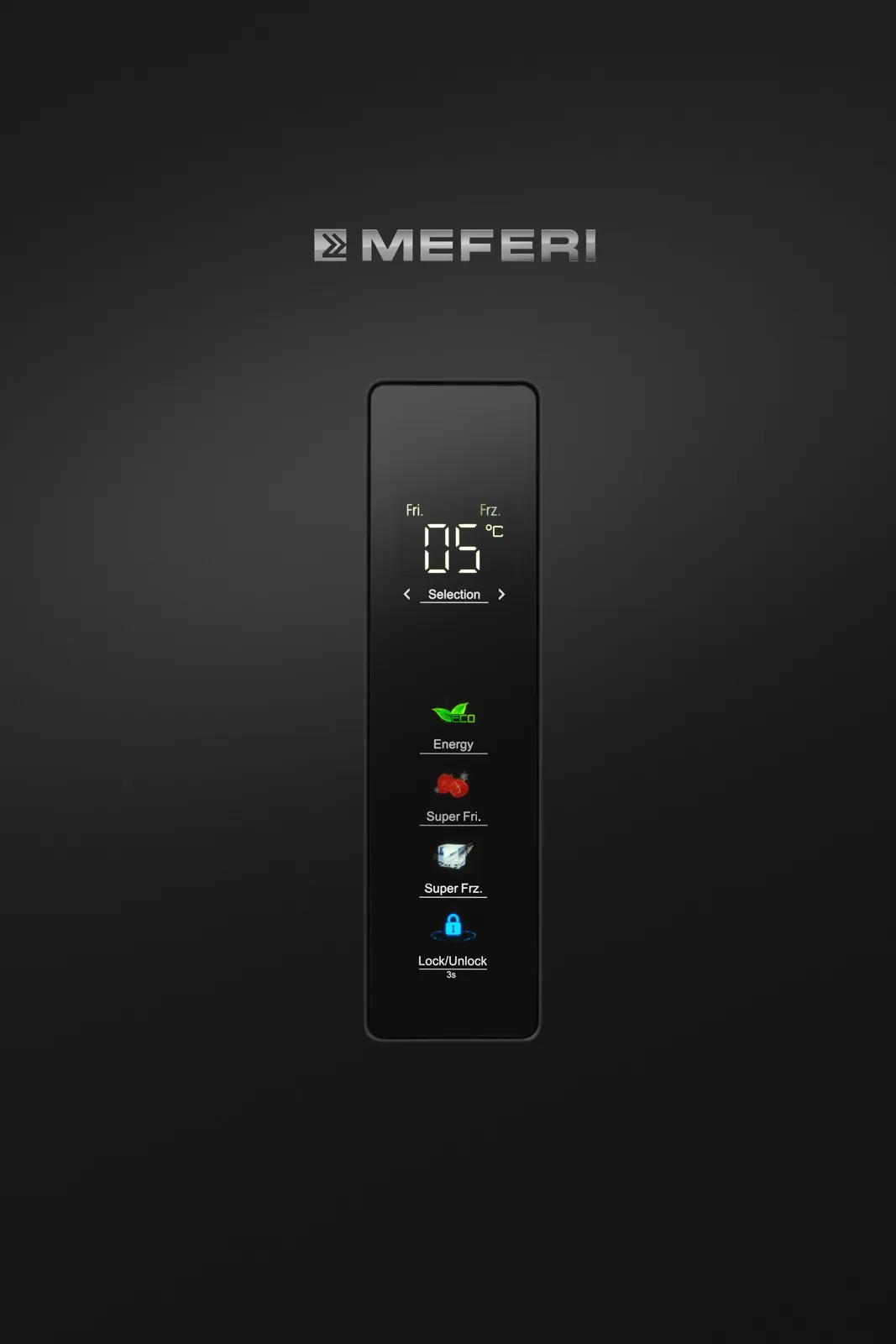 Холодильник отдельностоящий MEFERI Черный MFR185BK TOTAL NO FROST COMBI ULTRA