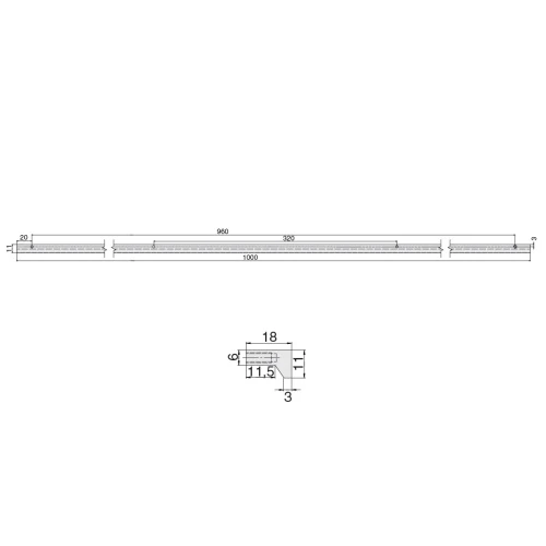 Ручка накладная MAKMART Черный матовый 320 мм M3051.1000.MB