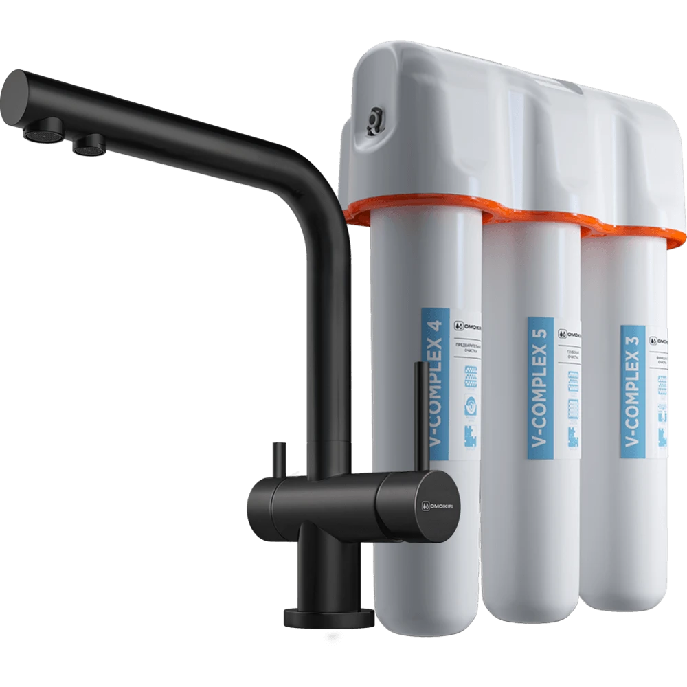 Комплект смеситель Nagano + Pure drop Lite OMOIKIRI Графитовый
