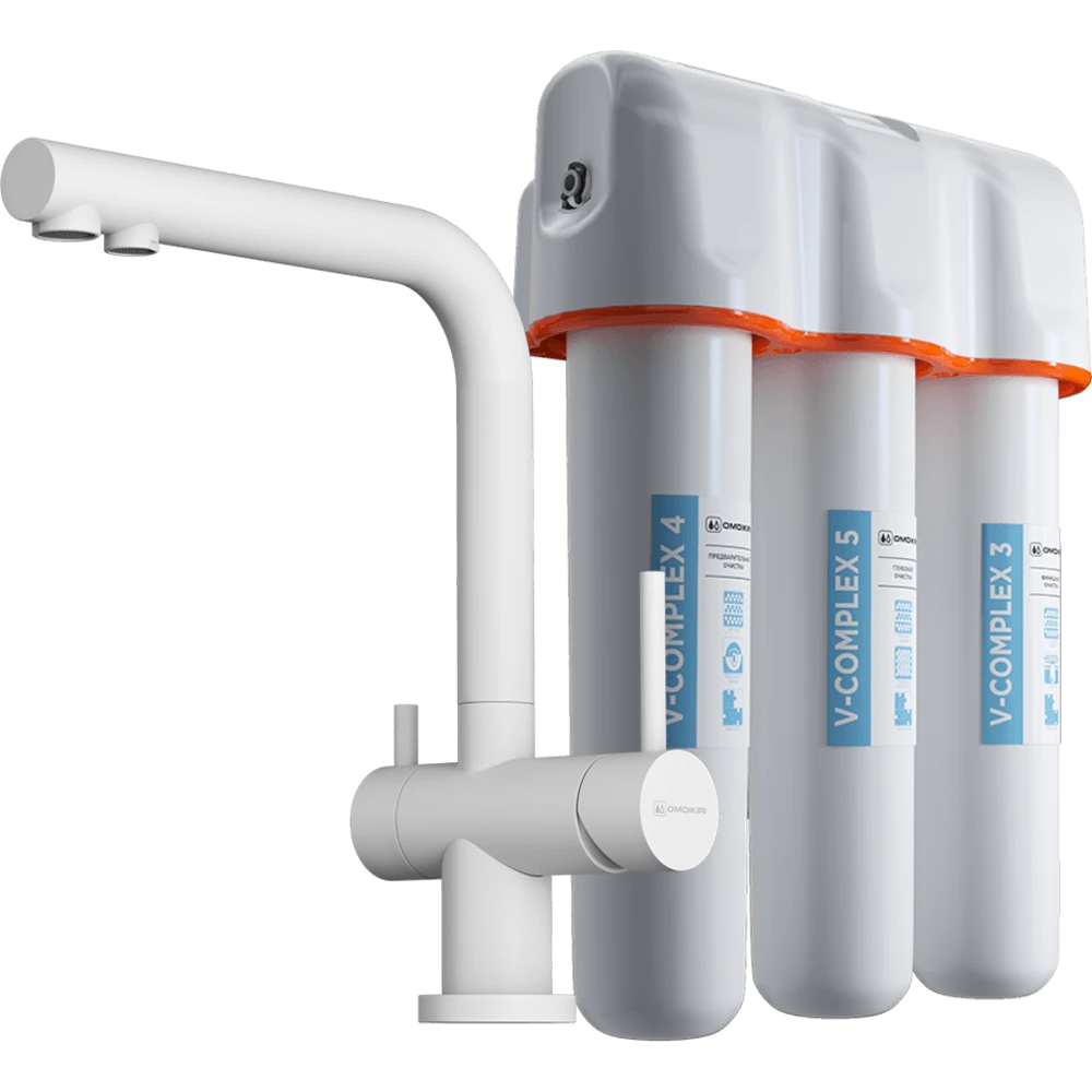 Комплект смеситель Nagano-P + Pure drop Lite OMOIKIRI Белый