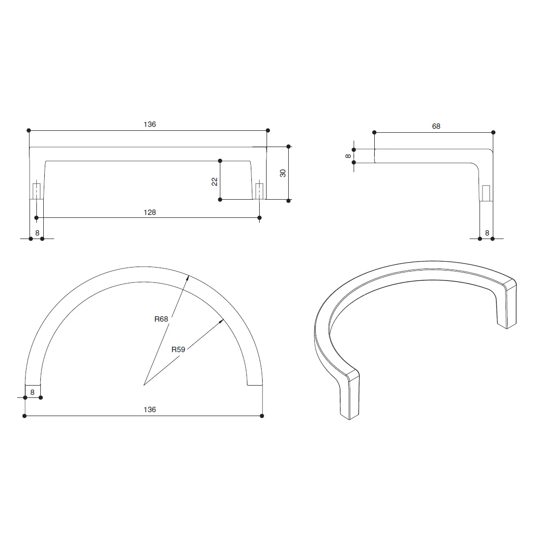 Ручка скоба MAKMART Черный матовый SY4701 0128 AL6