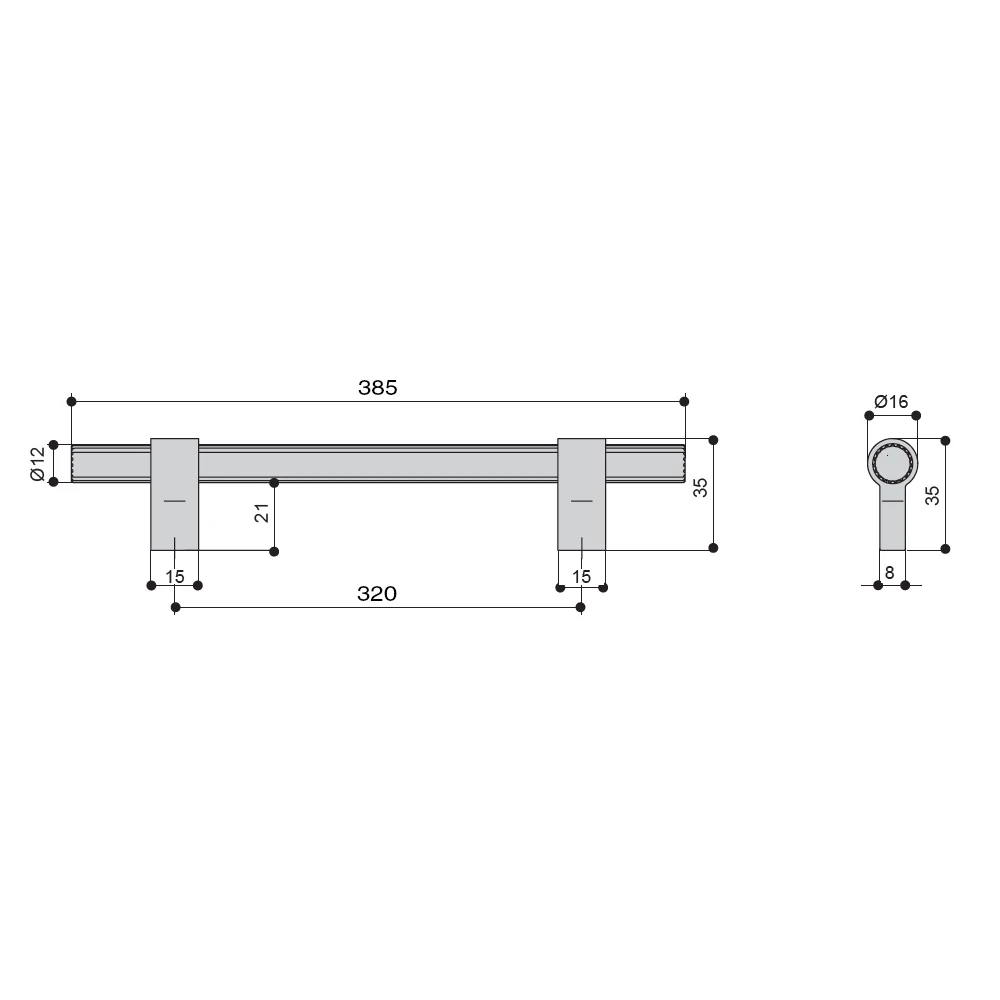 Ручка рейлинг MAKMART Золото шлифованное SY8990 0320 BB-BB
