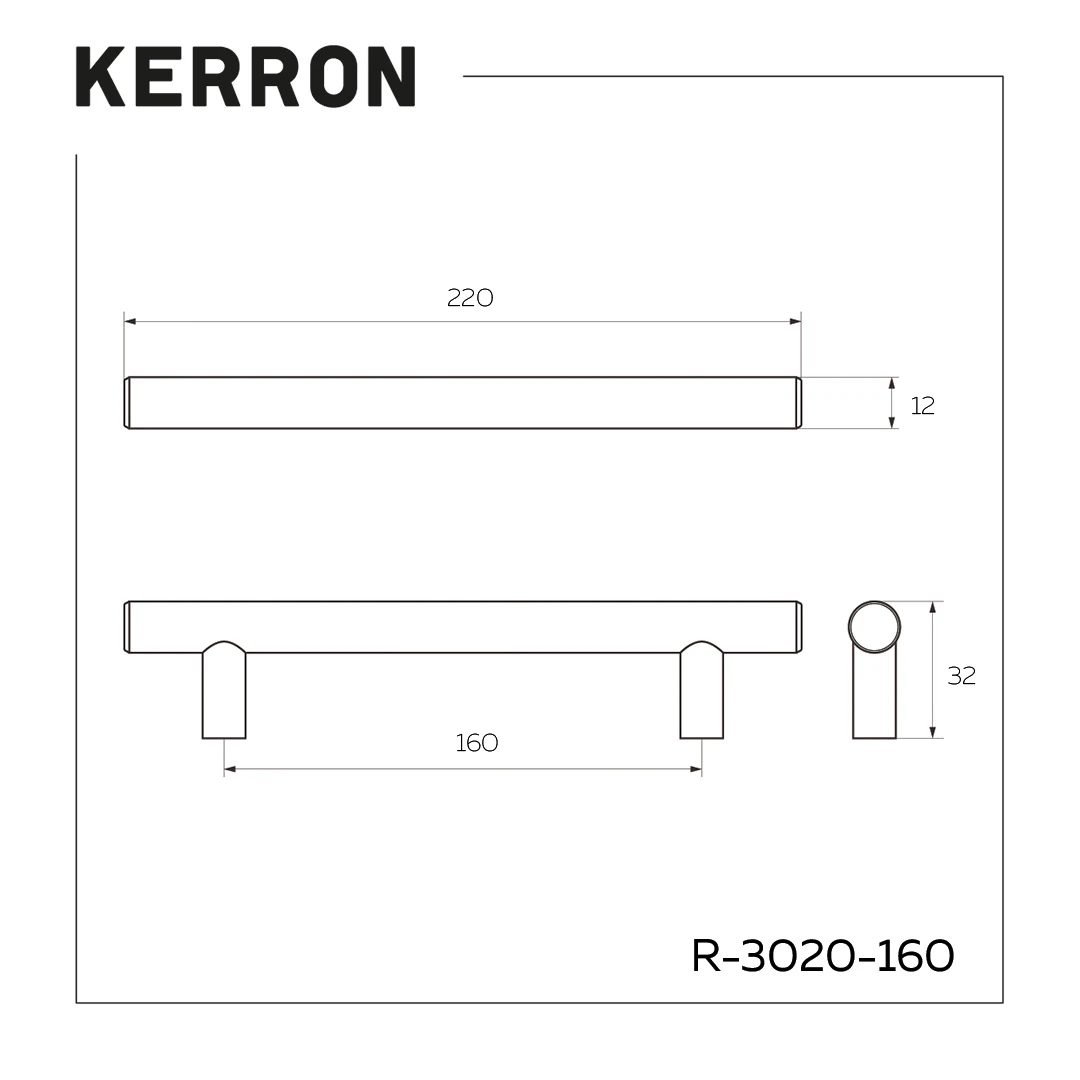 Ручка рейлинг KERRON Золото матовое R-3020-160-BSG