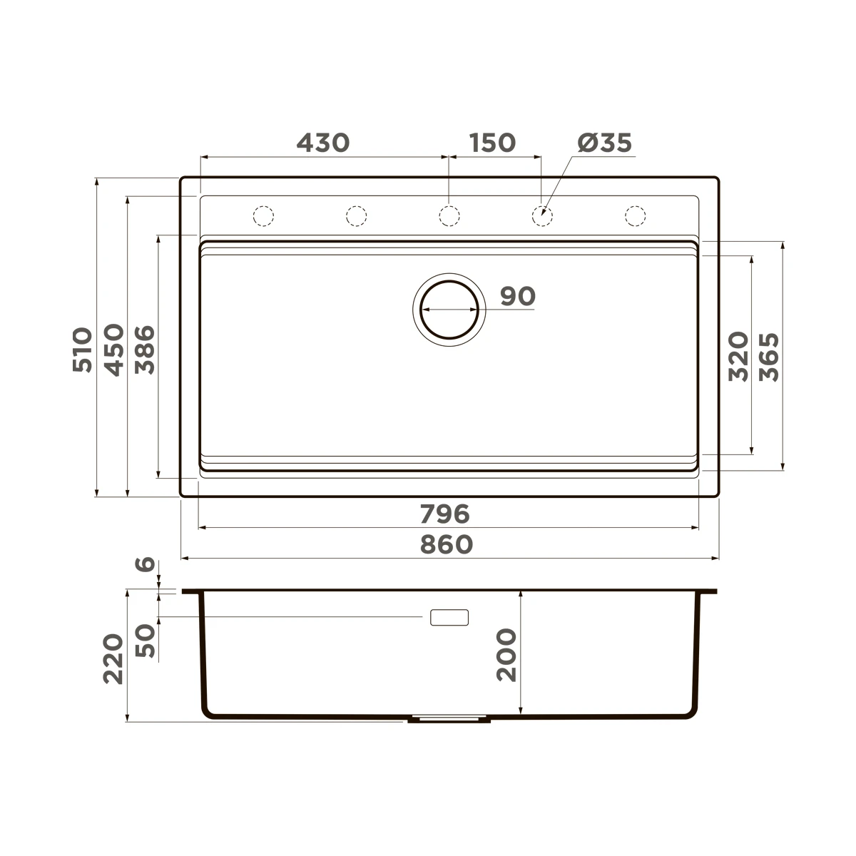 Мойка OMOIKIRI Графитовый Kitagawa 86-LB-GB