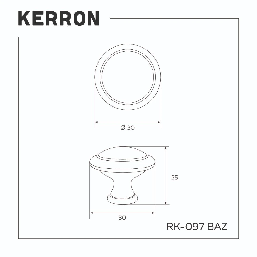 Ручка кнопка KERRON Черненый старинный цинк RK-097 BAZ