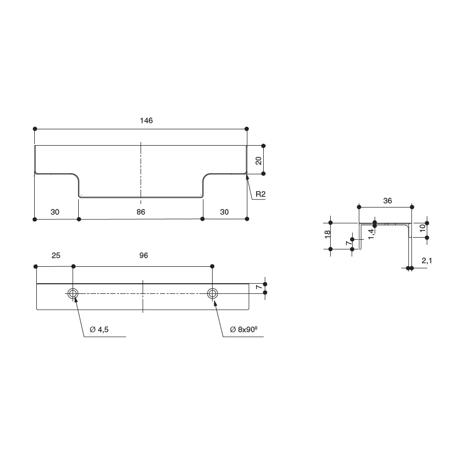 Ручка накладная MAKMART Золото шлифованное 96 мм HPP.03.0146.GT-BA