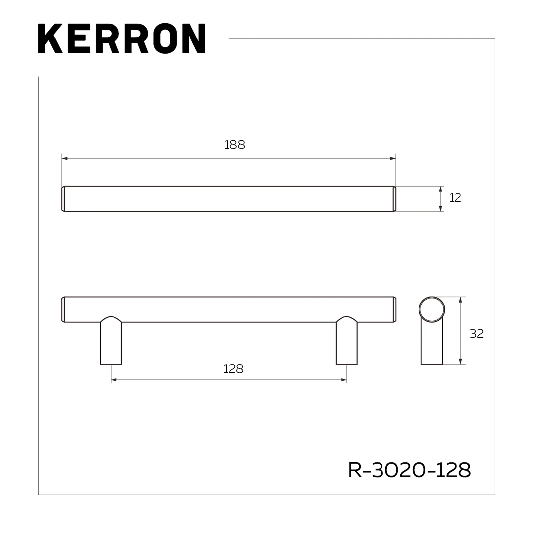 Ручка рейлинг KERRON Золото матовое R-3020-128-BSG