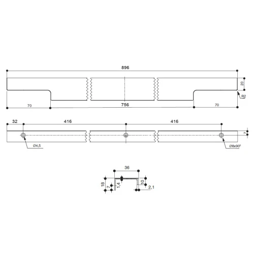 Ручка накладная MAKMART Золото шлифованное 832 мм HPP.03.0896.GT-BA