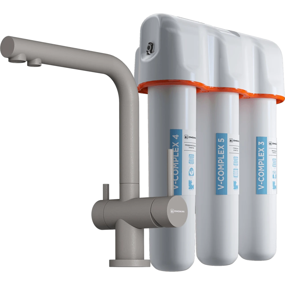 Комплект смеситель Nagano-P + Pure drop Lite OMOIKIRI Leningrad grey
