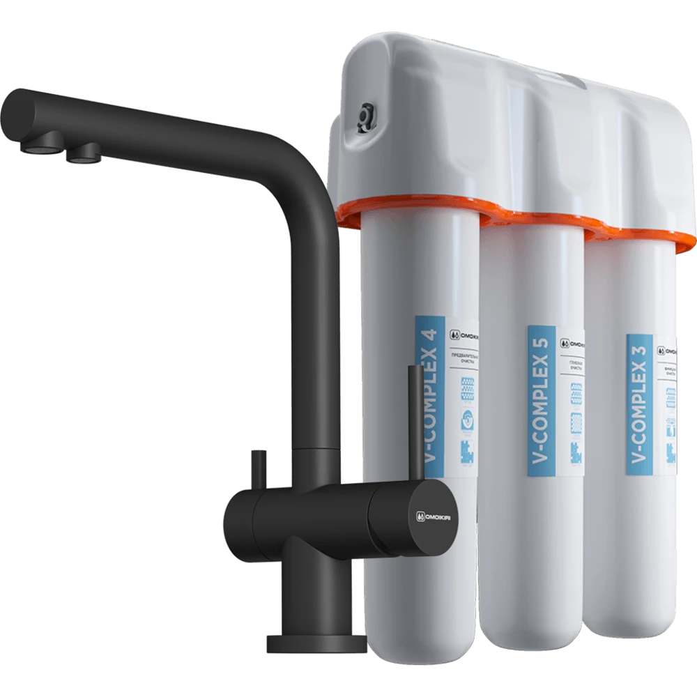 Комплект смеситель Nagano-P + Pure drop Lite OMOIKIRI Черный