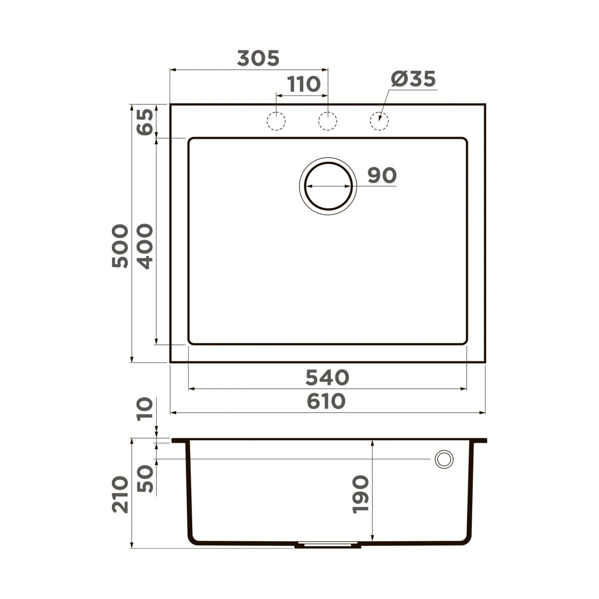 Мойка OMOIKIRI Графит Bosen 61A-GB
