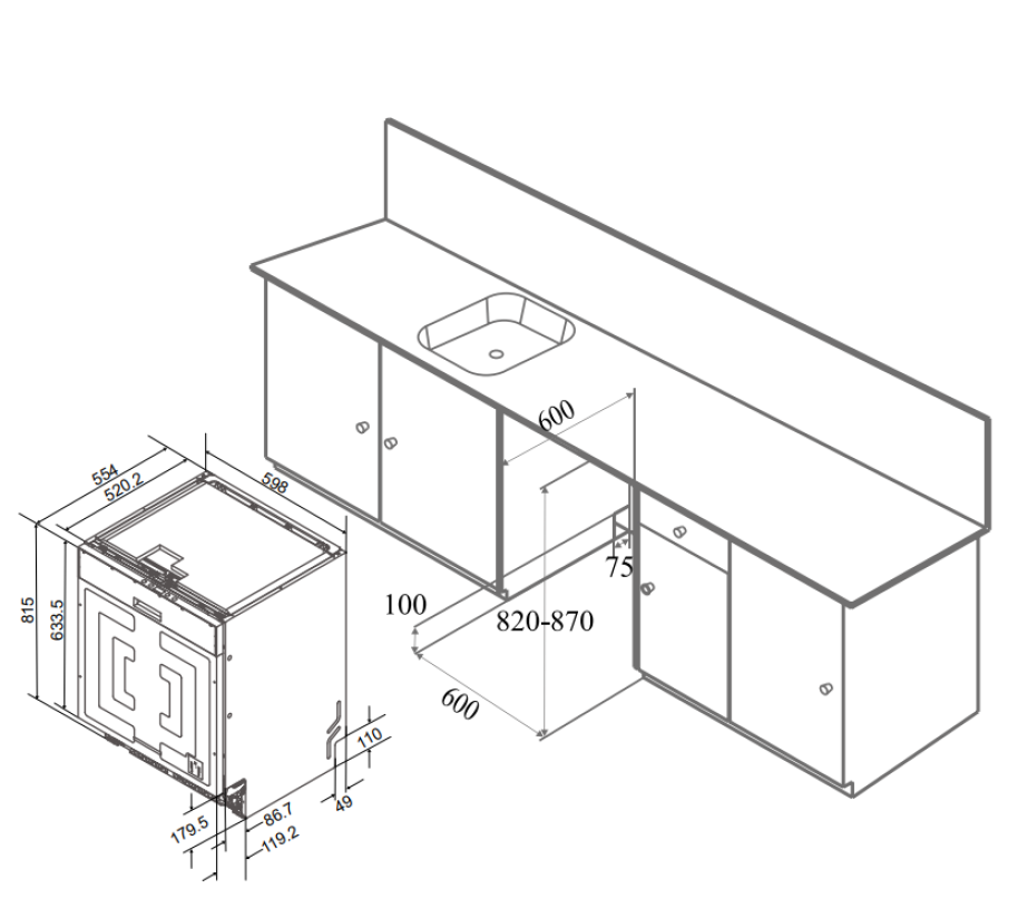 Посудомоечная машина MEFERI Серебристый MDW6062 LIGHT