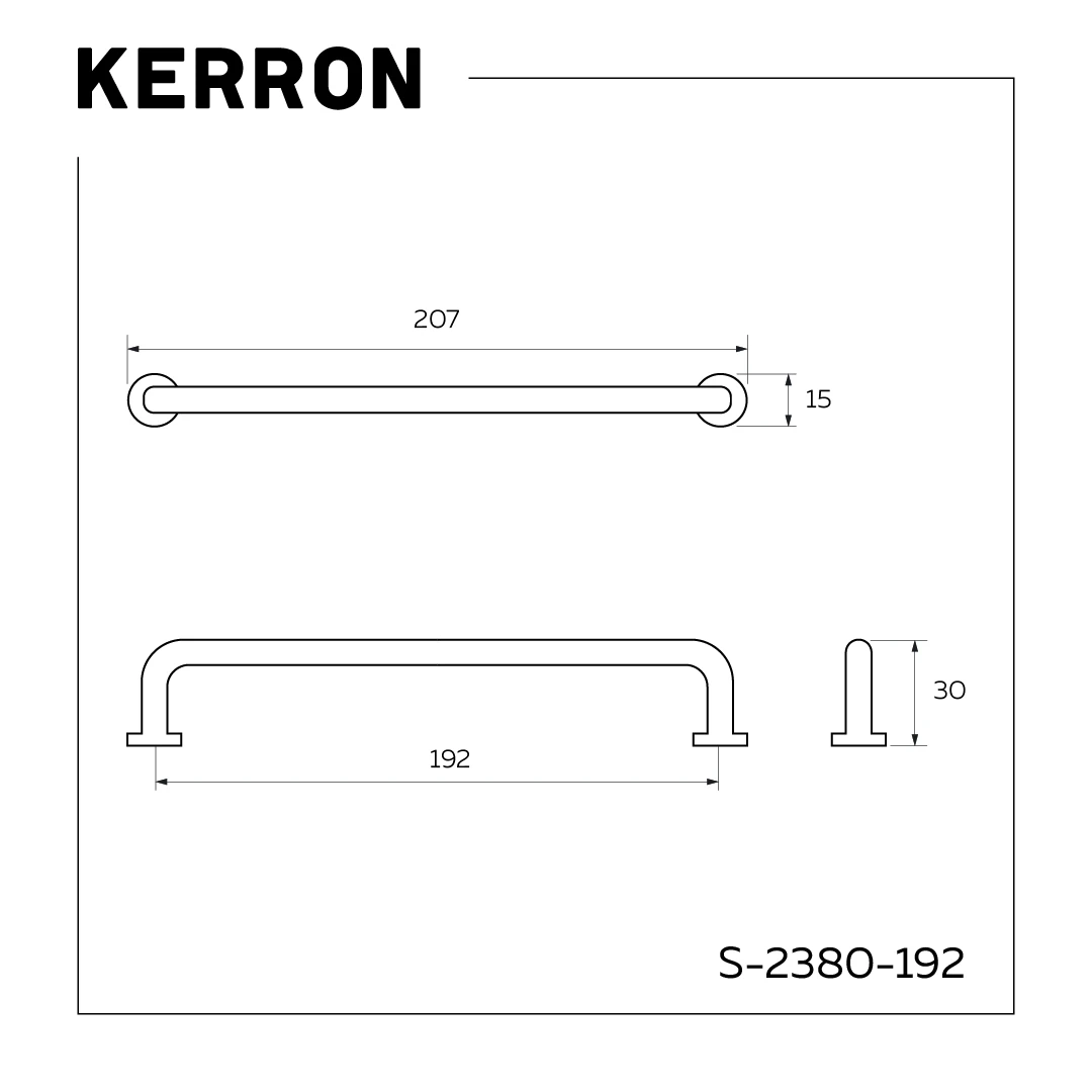 Ручка скоба KERRON Черный матовый 192 мм S-2380-192 BL