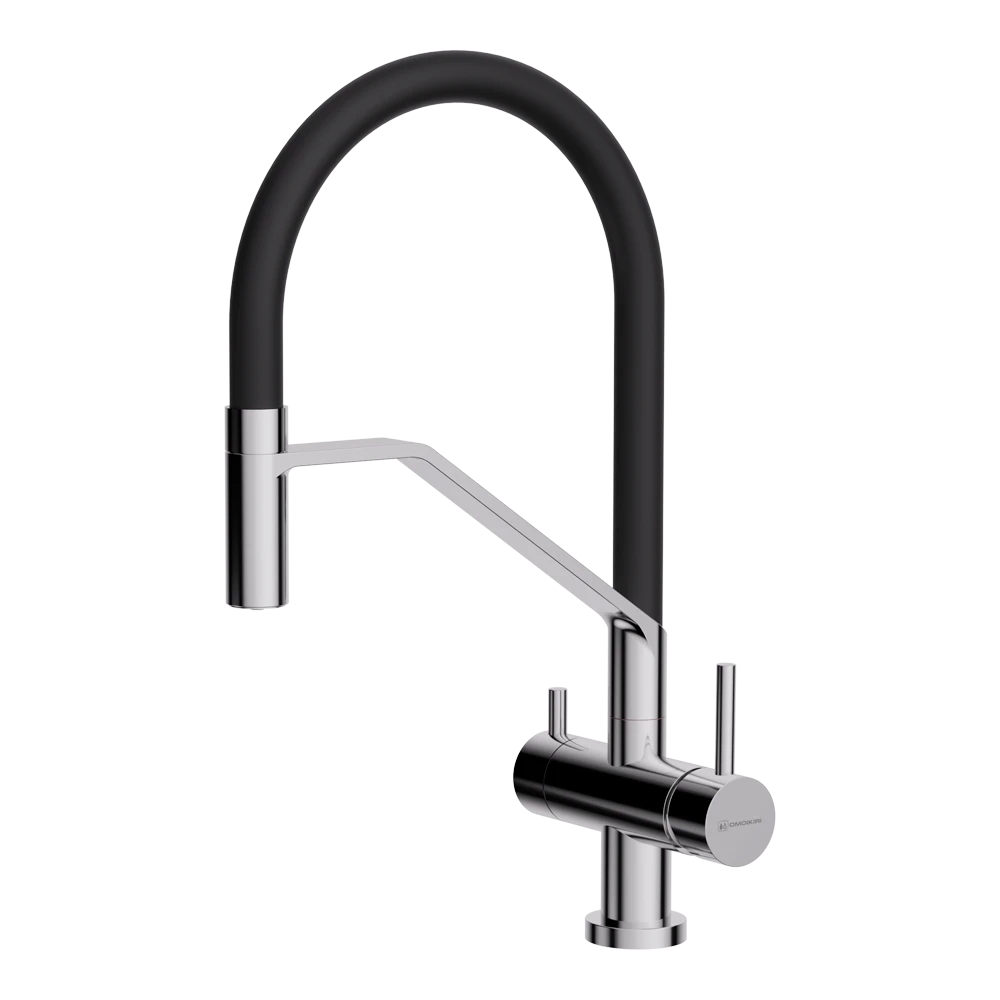 Смеситель с фильтром OMOIKIRI Хром + черный Akeno-C-BL