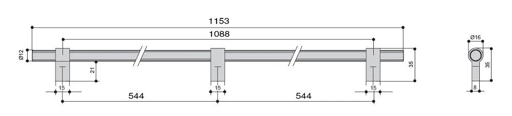 Ручка рейлинг MAKMART Золото шлифованное SY8990 1024 BB-BB
